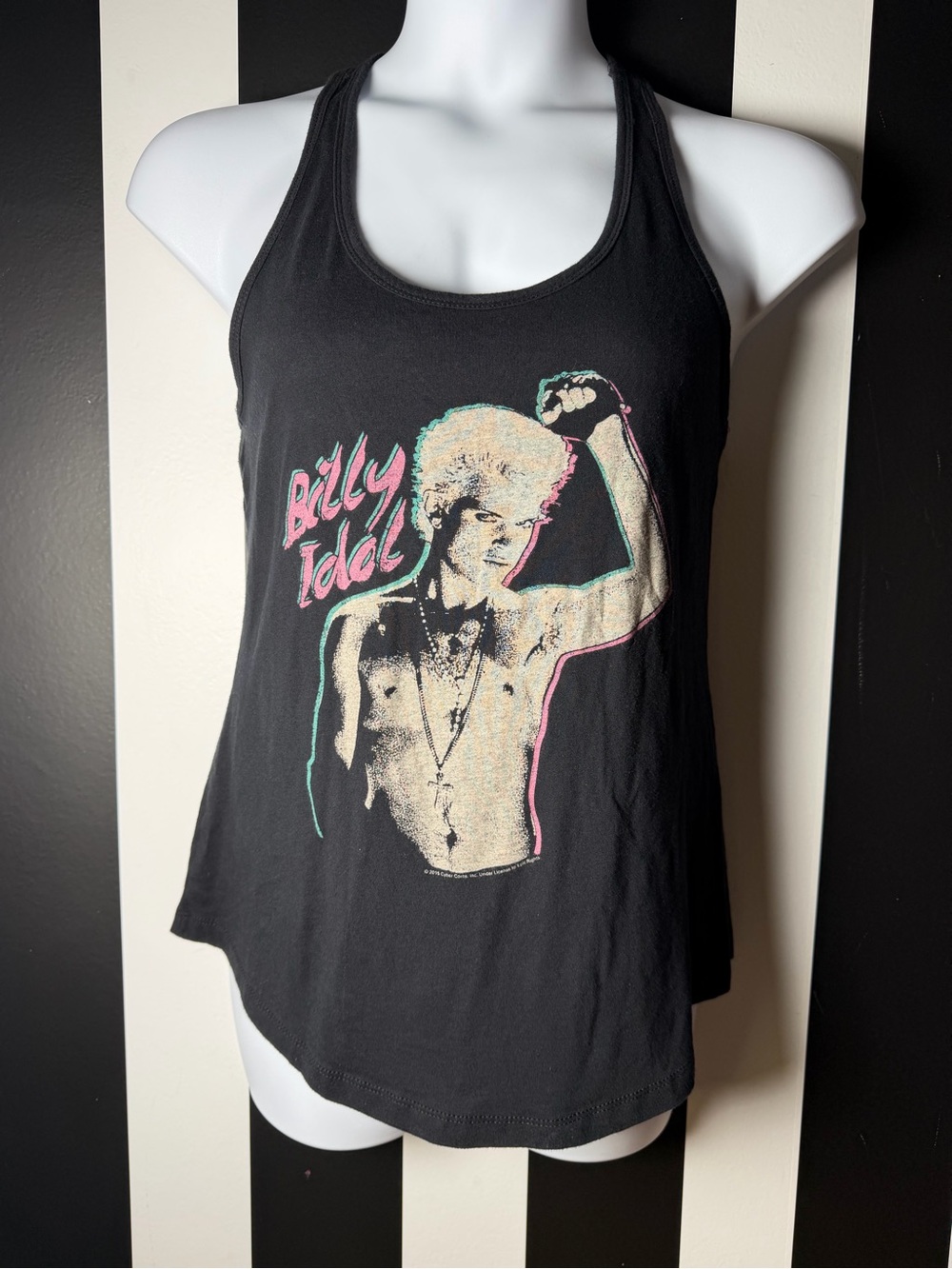 Women’s Black Graphic Racerback Billy Idol Tank Top - SZ XL
